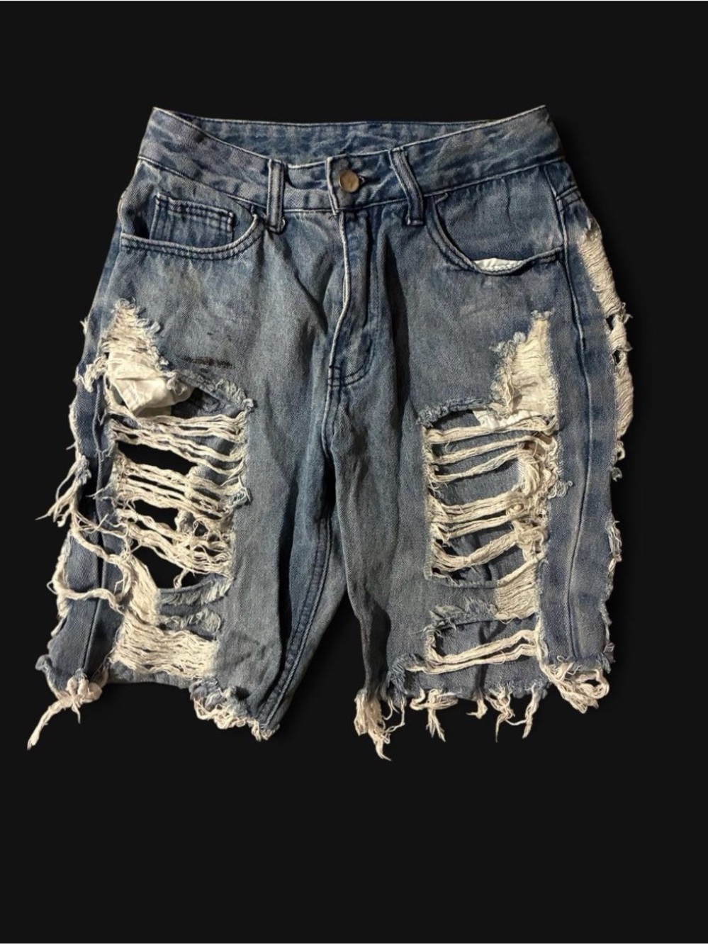 Source Unknown Light Blue Distressed Denim Shorts